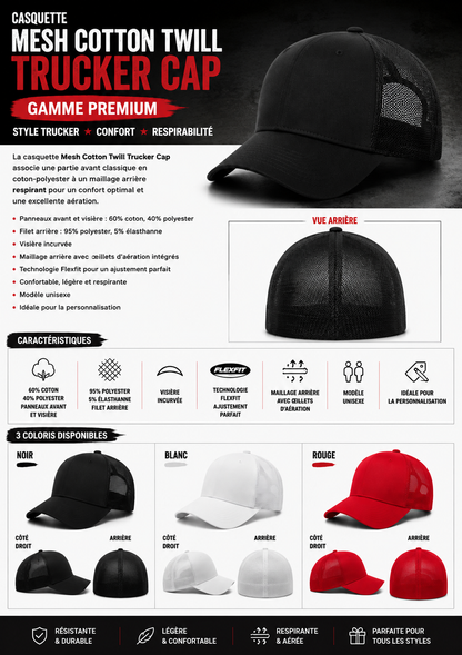 Casquette Mesh Cotton Twill Trucker Cap – Gamme Premium