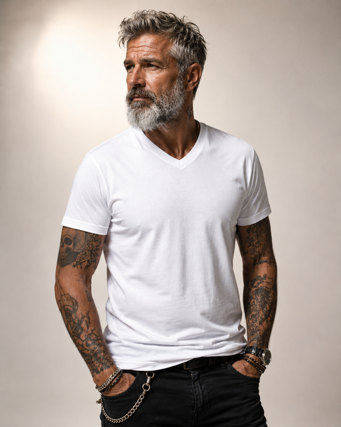 création 100% de mon design sur T-Sirt col V homme gamme premium
