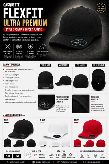 CASQUETTE FLEXFIT SPORT Gamme ULTRA PREMIUM