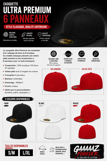 CASQUETTE 6 panneaux Gamme ULTRA PREMIUM