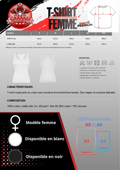 Débardeur femme coupe nageur gamme premium