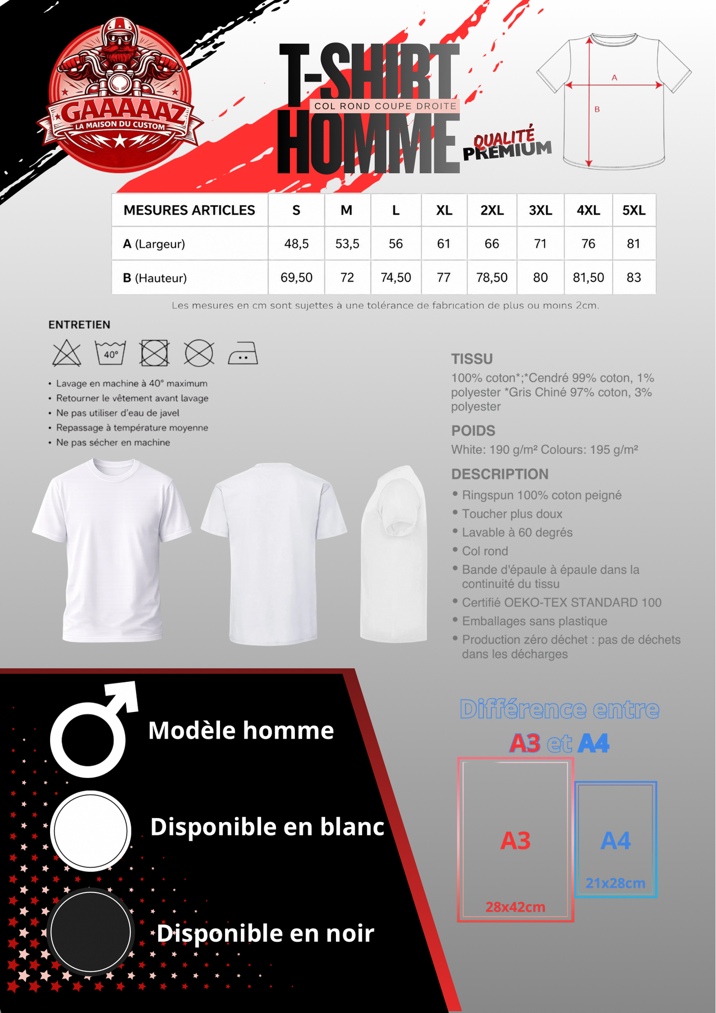 création 100% de mon design sur T-Sirt col rond homme gamme premium