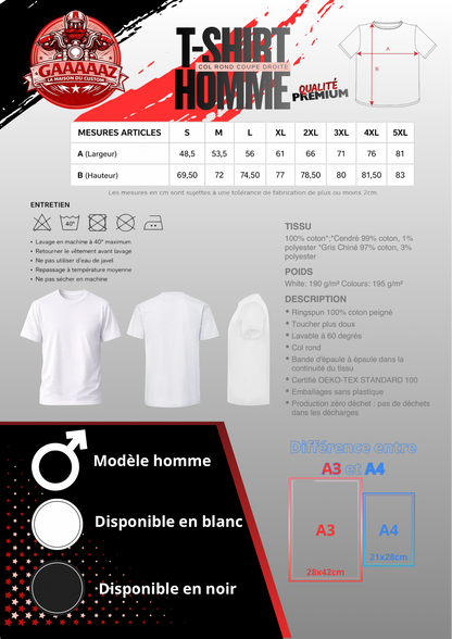 création 100% de mon design sur T-Sirt col rond homme gamme premium